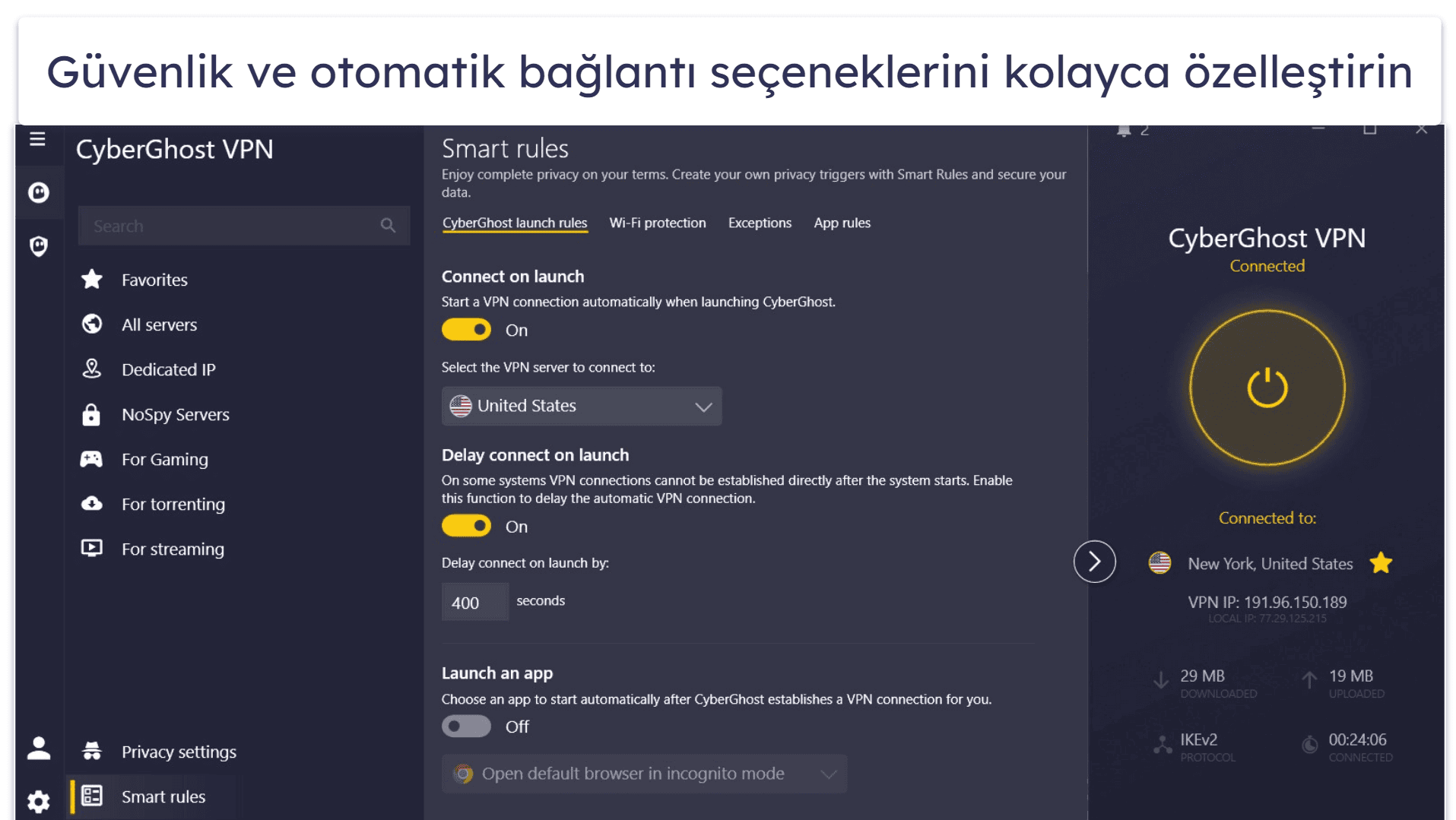 🥉3. CyberGhost VPN — Oyunlar için Özel Sunucular