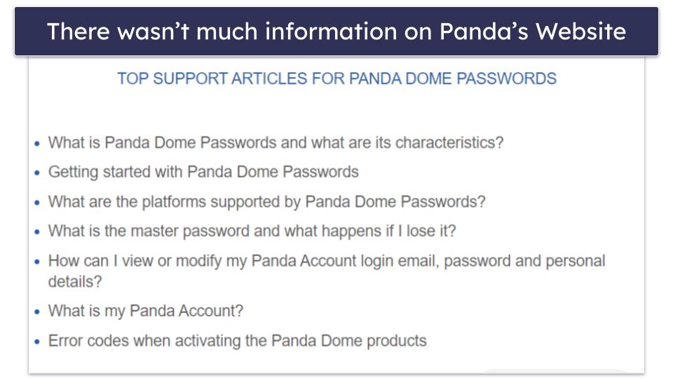 Panda Dome Passwords Customer Support — Really Disappointing