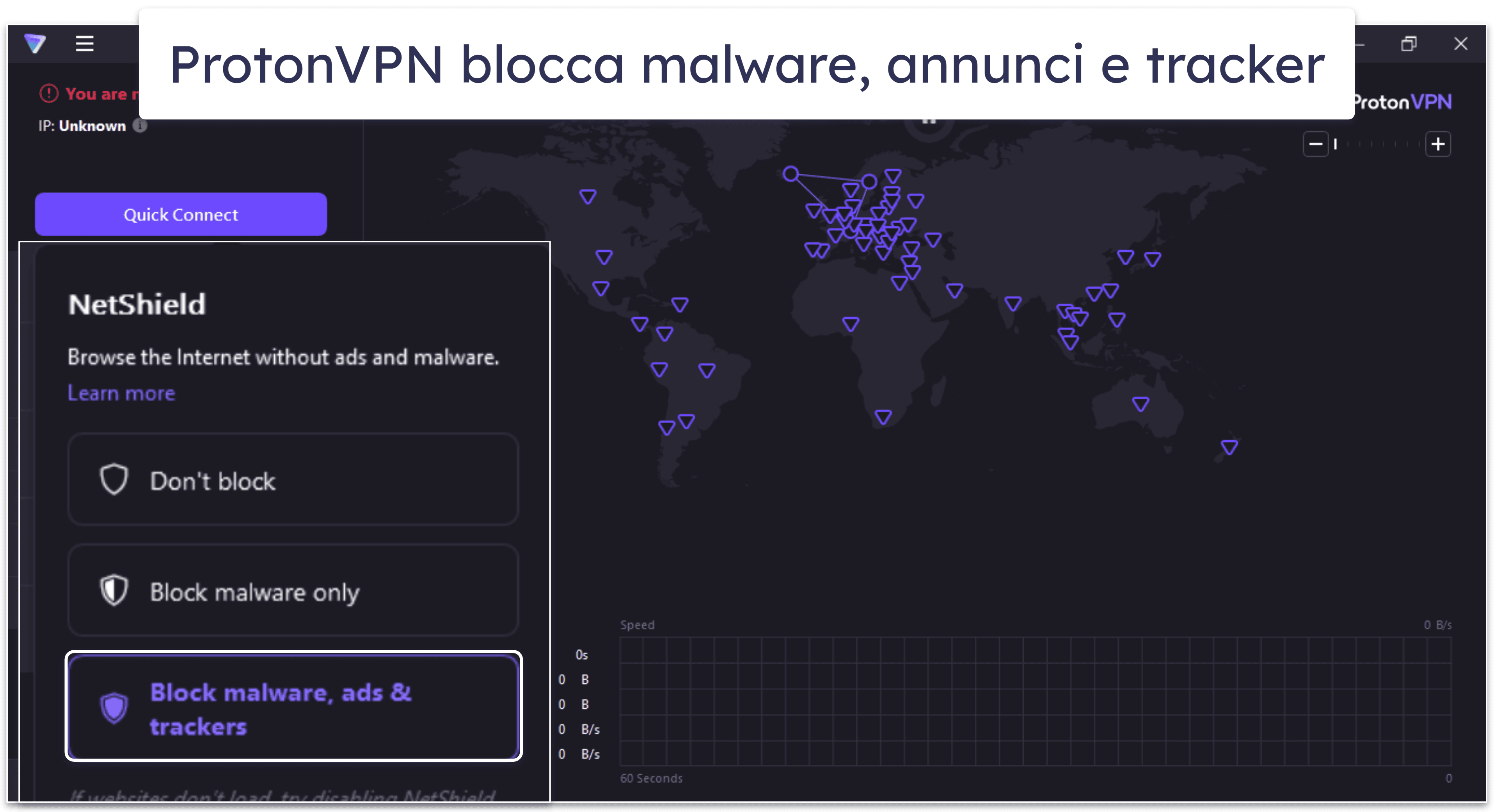 8. ProtonVPN — Adblocker che cattura anche i malware