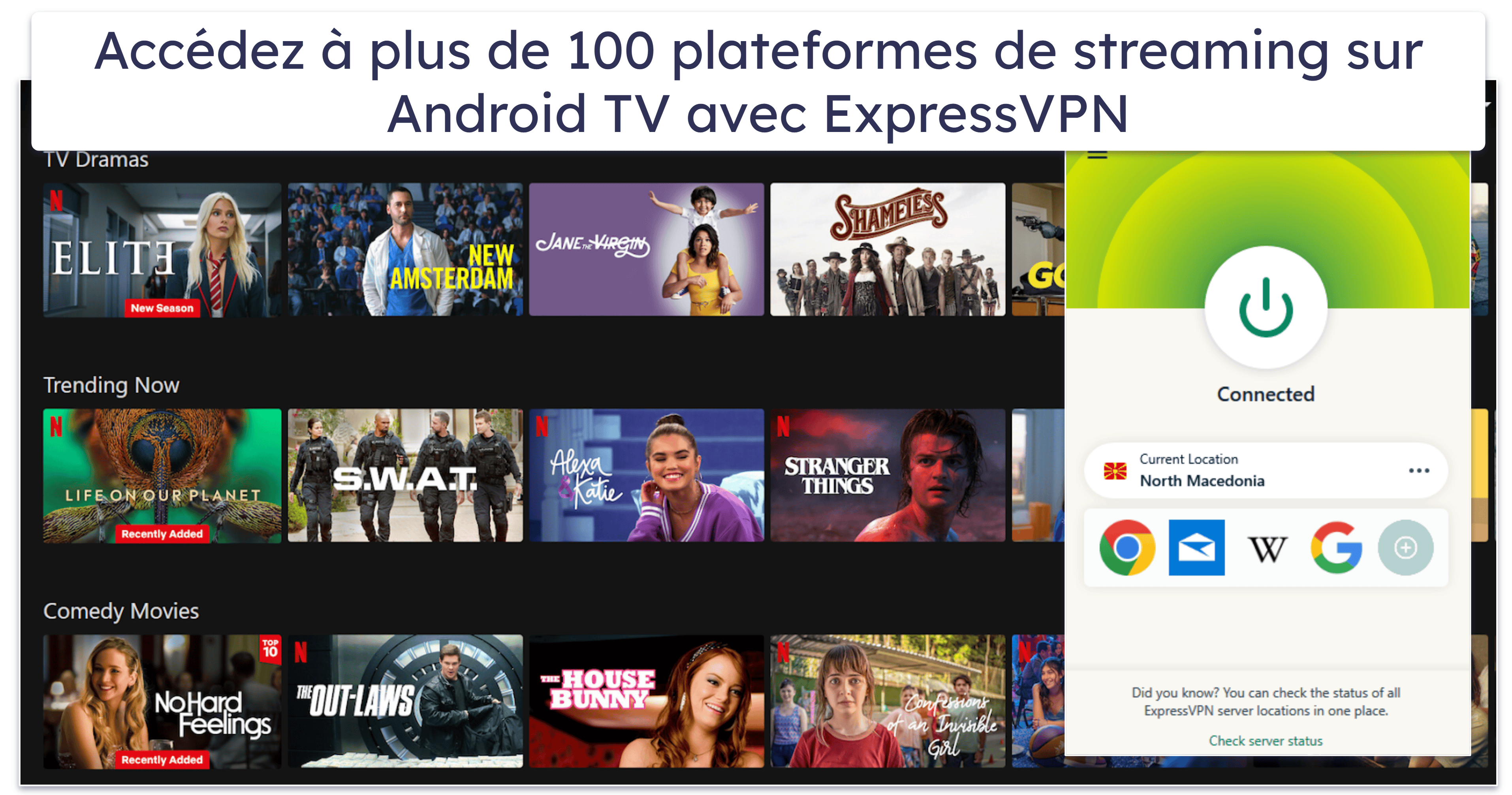 🥇1. ExpressVPN : Le meilleur VPN au classement général pour Android TV Box