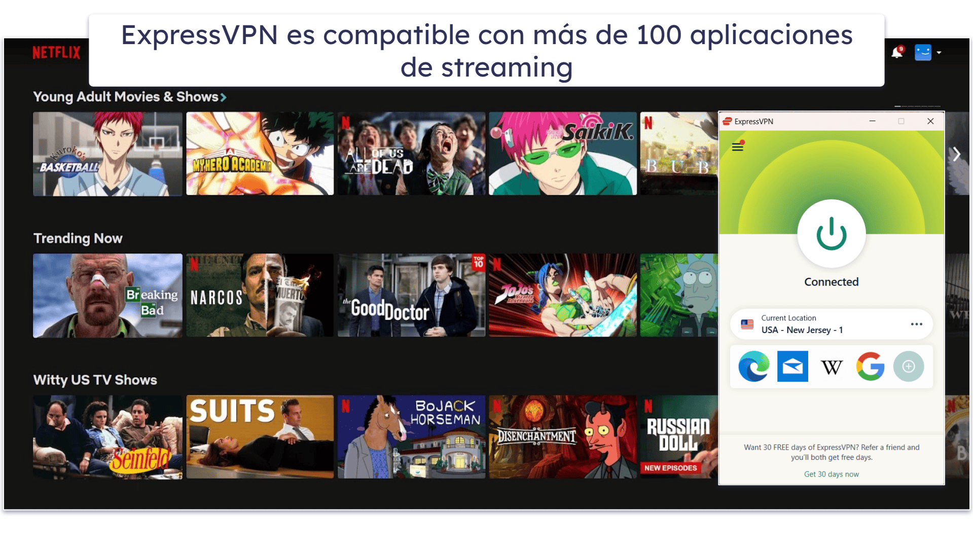 🥇1. ExpressVPN: la mejor VPN para transmitir películas y programas de televisión de 2024