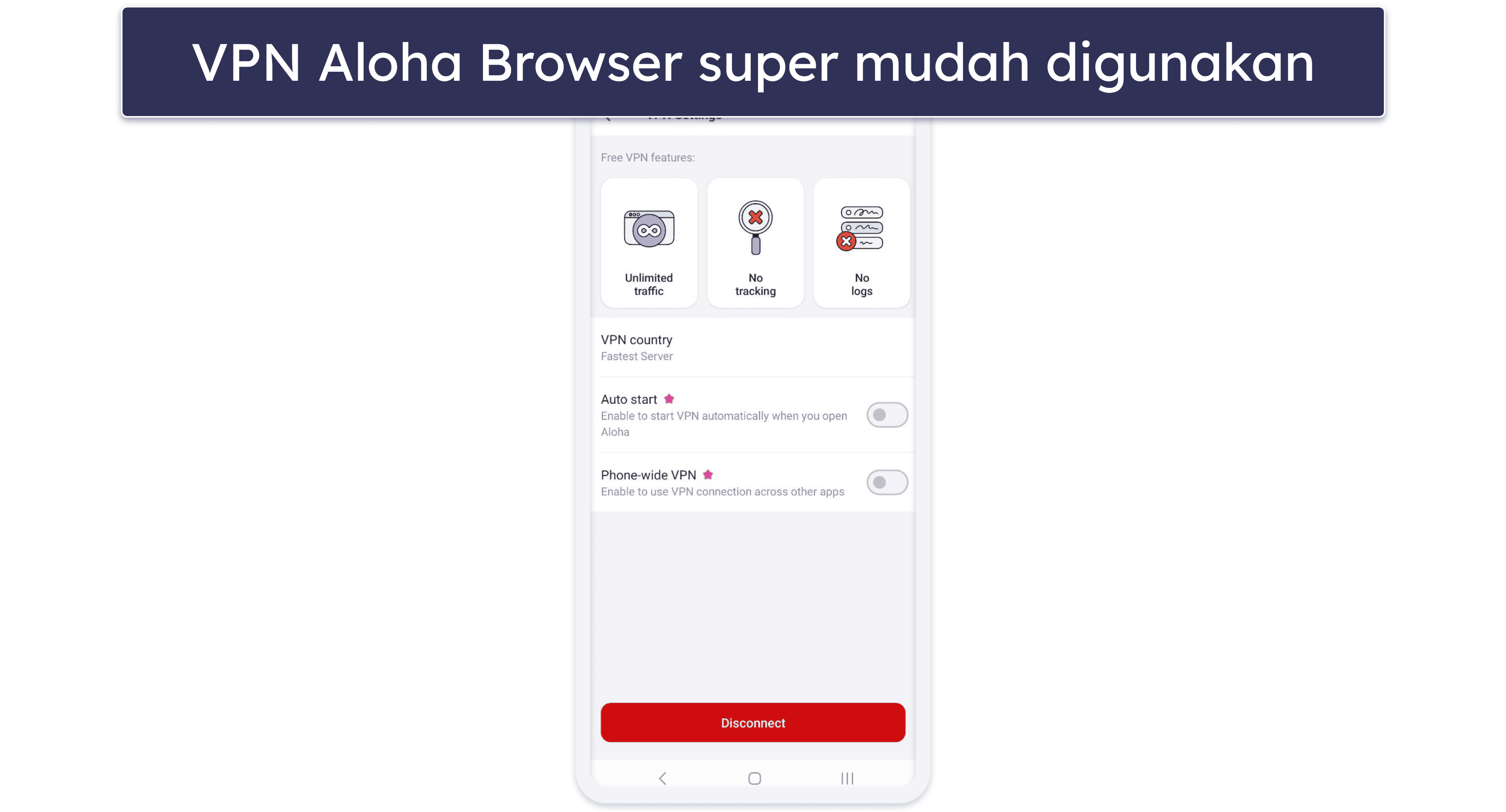 🥈2. Aloha Browser – Browser Minimalis dengan VPN (Terbaik untuk Pemula)