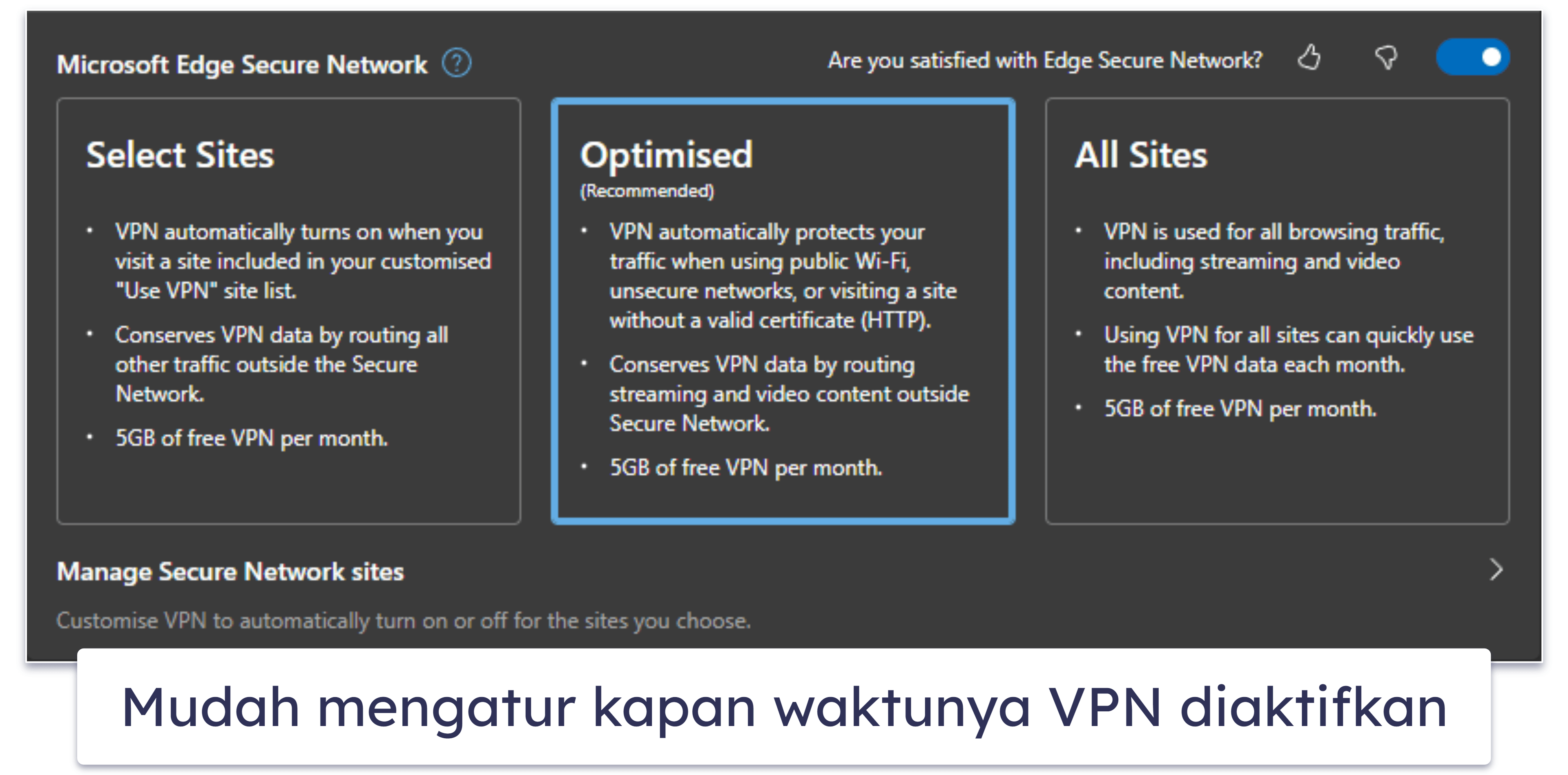 4. Microsoft Edge Secure Network – VPN Berbasis Browser yang Nyaman untuk Pengguna Edge