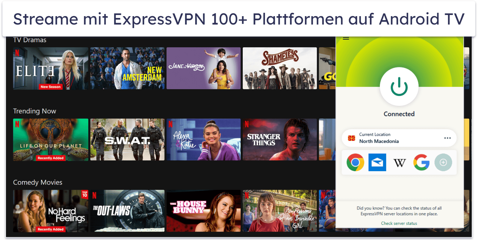 🥇1. ExpressVPN: bestes VPN insgesamt für Android TV Box