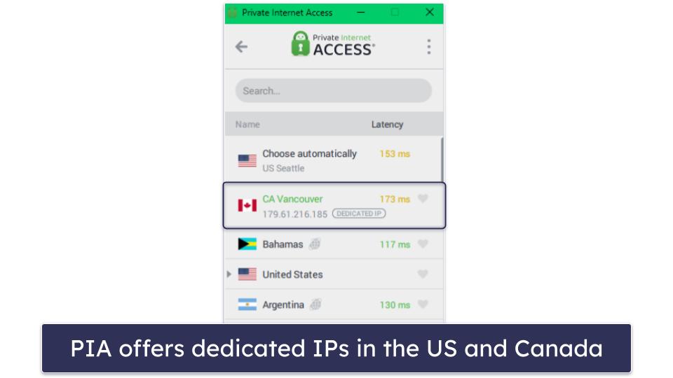 🥈2. Private Internet Access — Many US Servers + Advanced Split-Tunneling