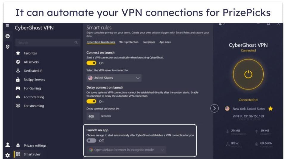 🥉3. CyberGhost VPN — Great Automation Tools to Streamline VPN Use