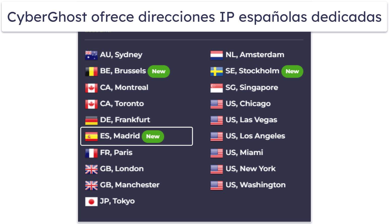 🥉3. CyberGhost VPN: servidores dedicados para ver TV española