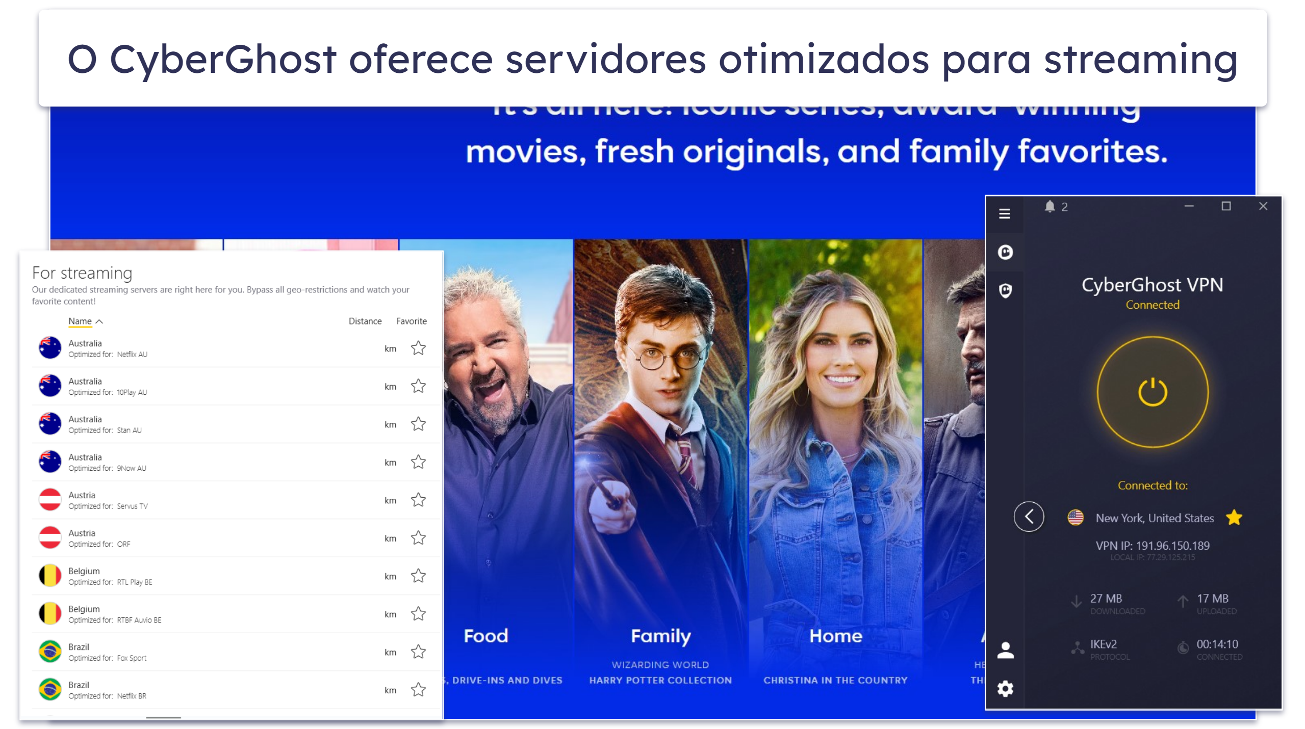 🥉3. CyberGhost VPN — Servidores otimizados para streaming