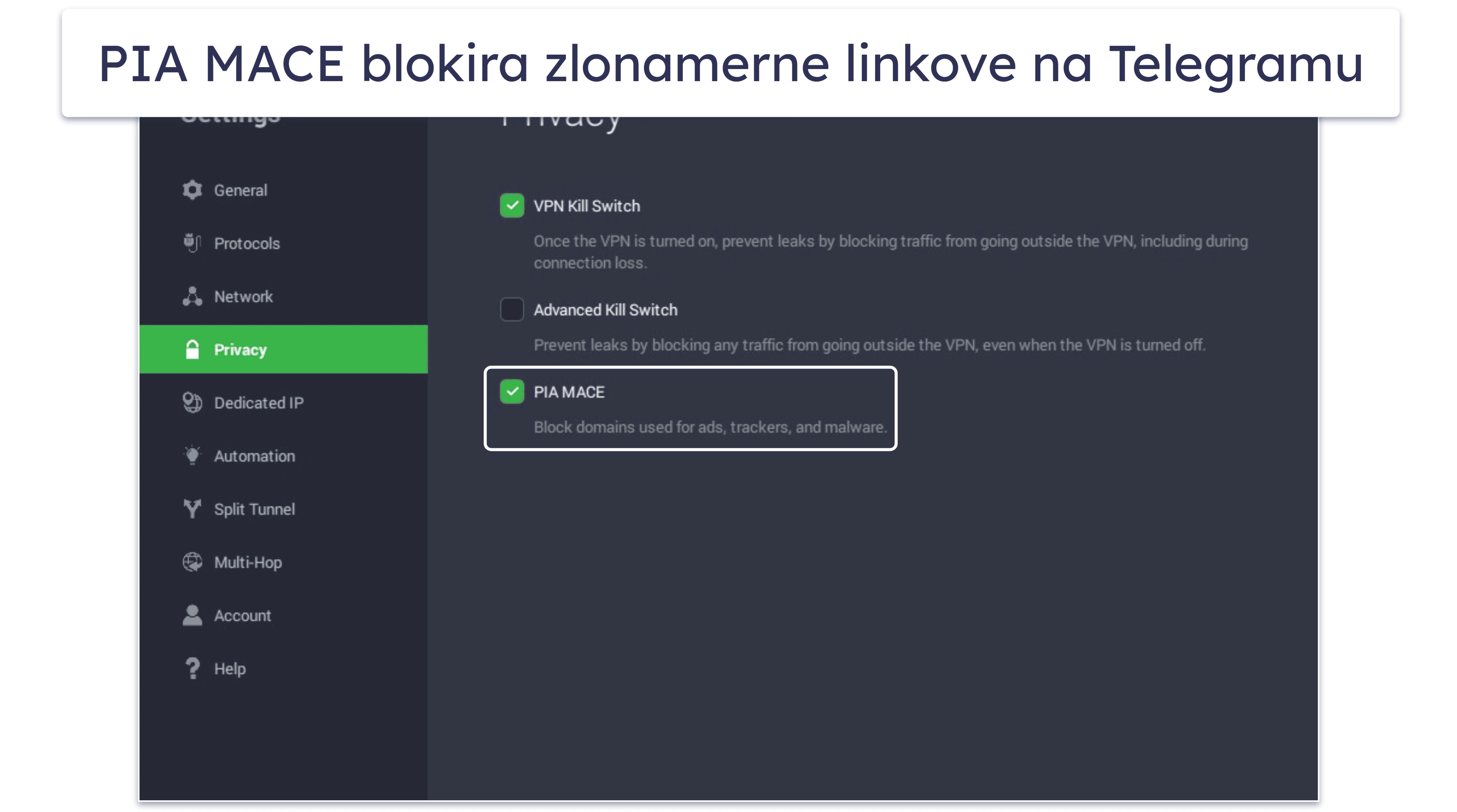 🥈2. Private Internet Access — Odličan za zaobilaženje cenzure i izuzetno prilagodljiv