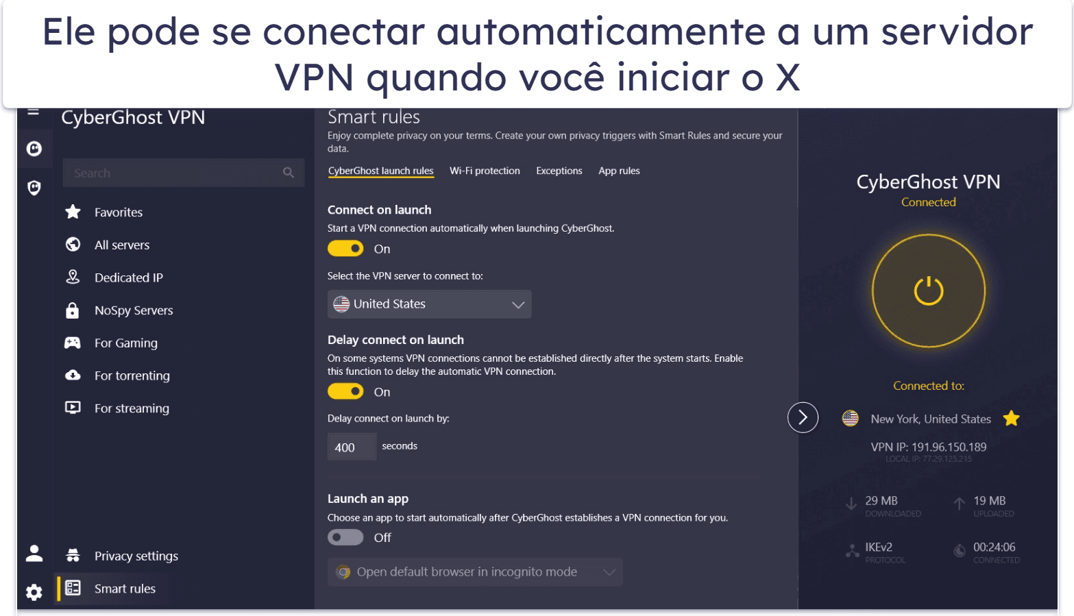 🥉3. CyberGhost VPN — VPN intuitiva para acessar o X no Brasil