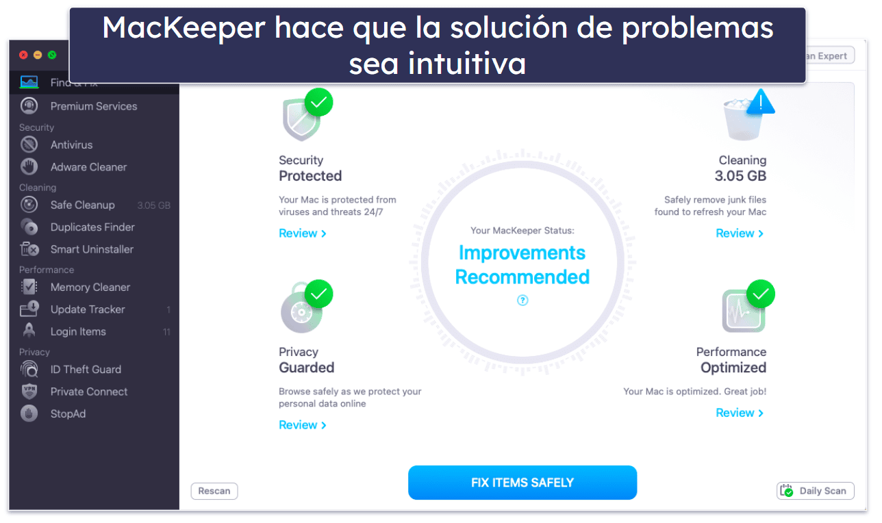 6. MacKeeper: el mejor para una gestión intuitiva de la seguridad