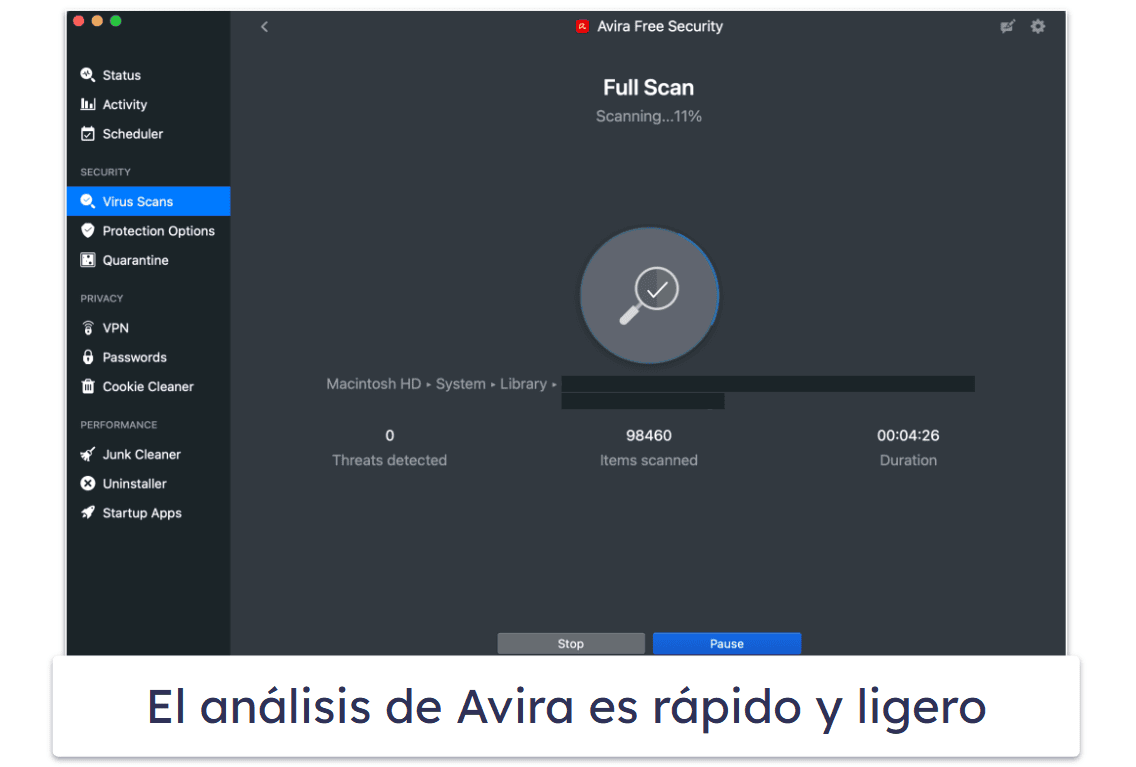 7. Avira Free Antivirus para Mac: mejor antivirus gratis para Mac