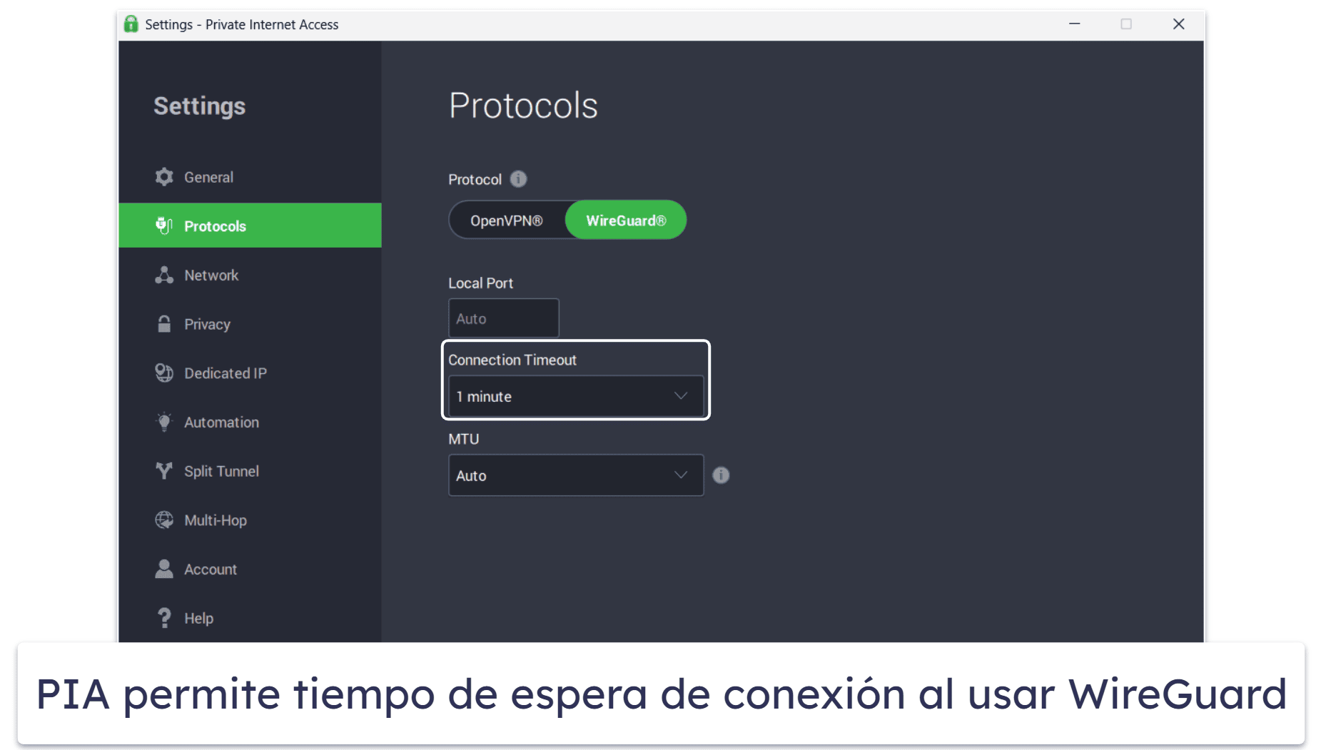 🥇1. Private Internet Access : mejor VPN con soporte para WireGuard en 2024