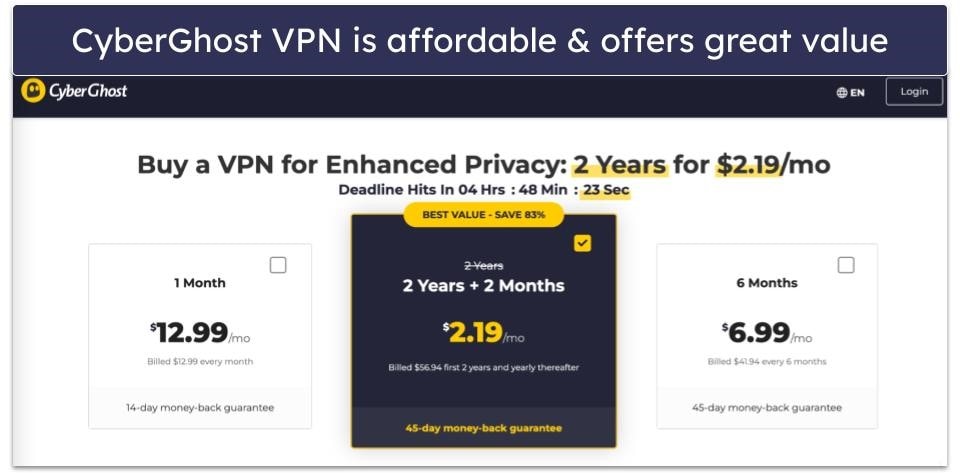 Plans &amp; Pricing — CyberGhost VPN Is More Affordable