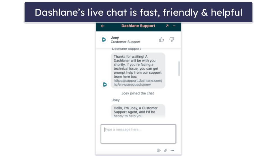 Customer Support — Dashlane Offers Live Chat Support