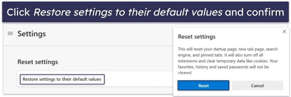 Preliminary Step 2: Reset Browsers to Default Settings