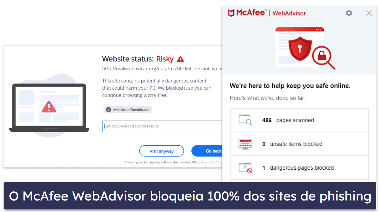 4. McAfee — Proteção web  superior (com ferramentas de limpeza de dados)