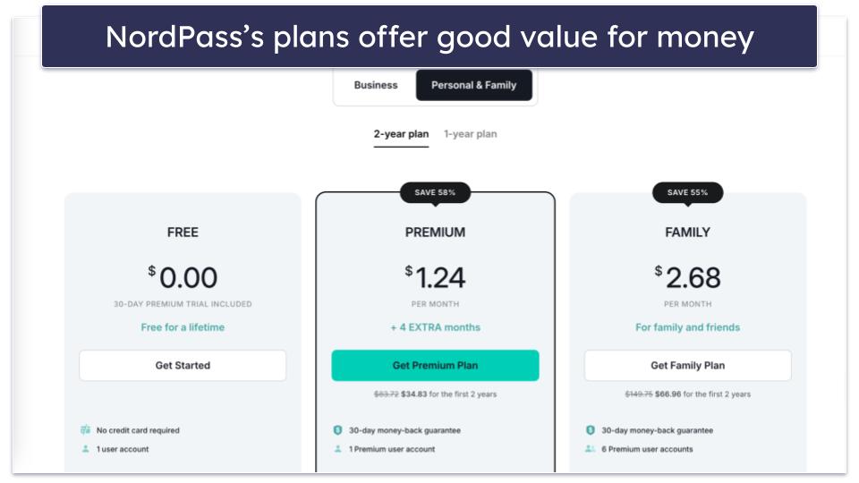 Plans &amp; Pricing — NordPass Offers a Better Value