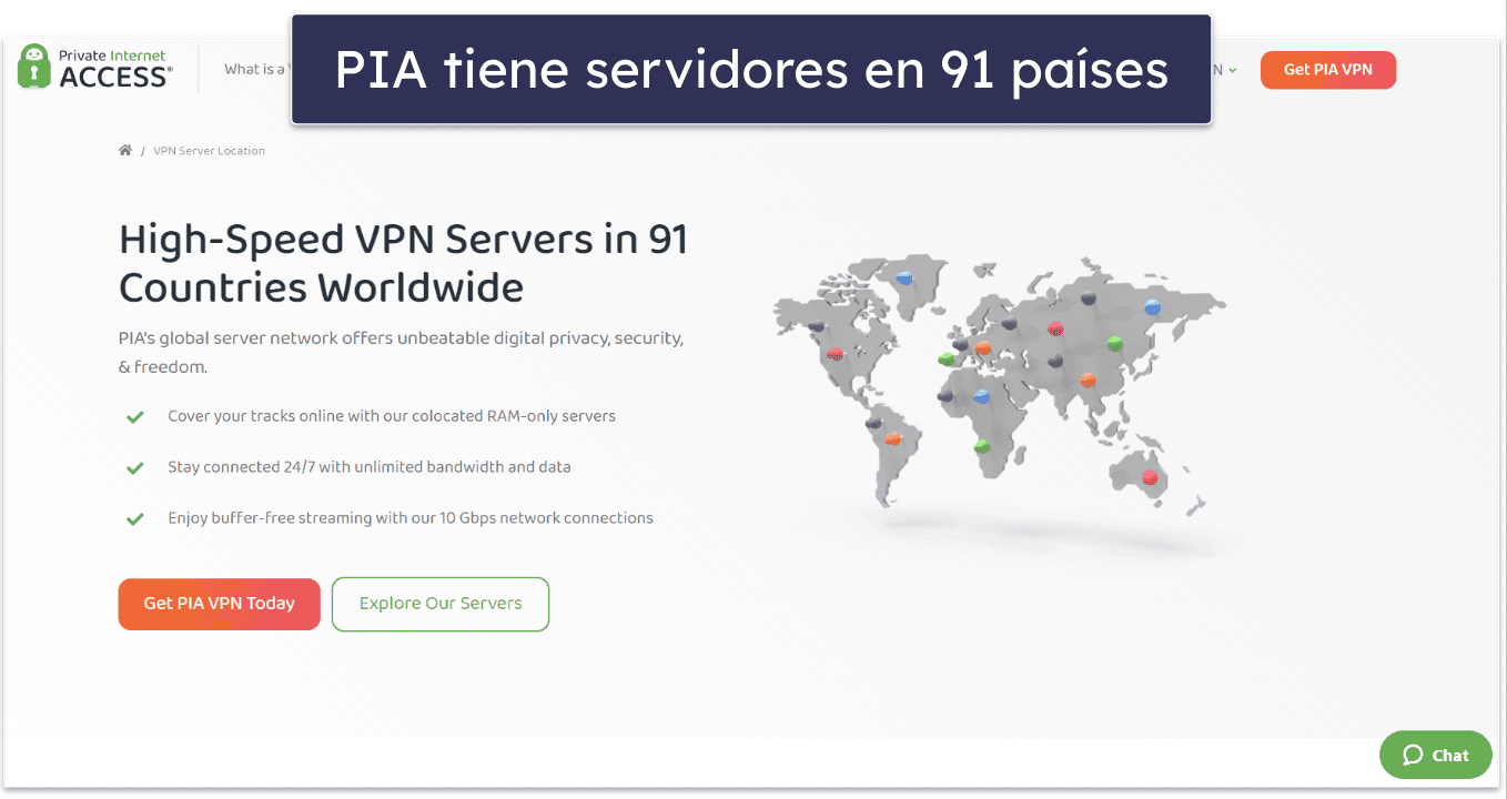 Servidores y direcciones IP de Private Internet Access