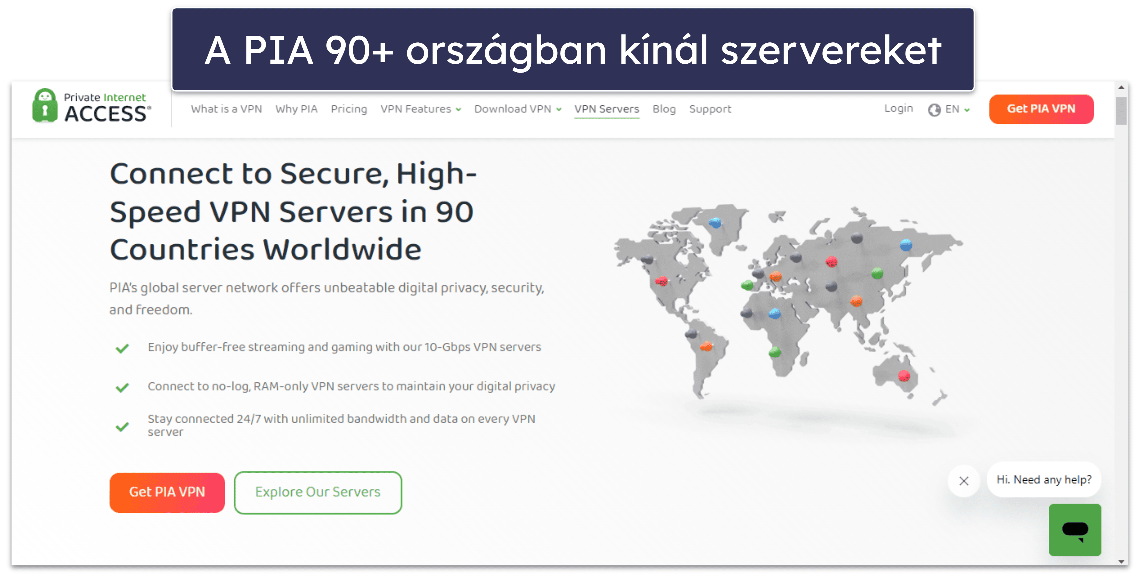 Private Internet Access szerverek és IP-címek