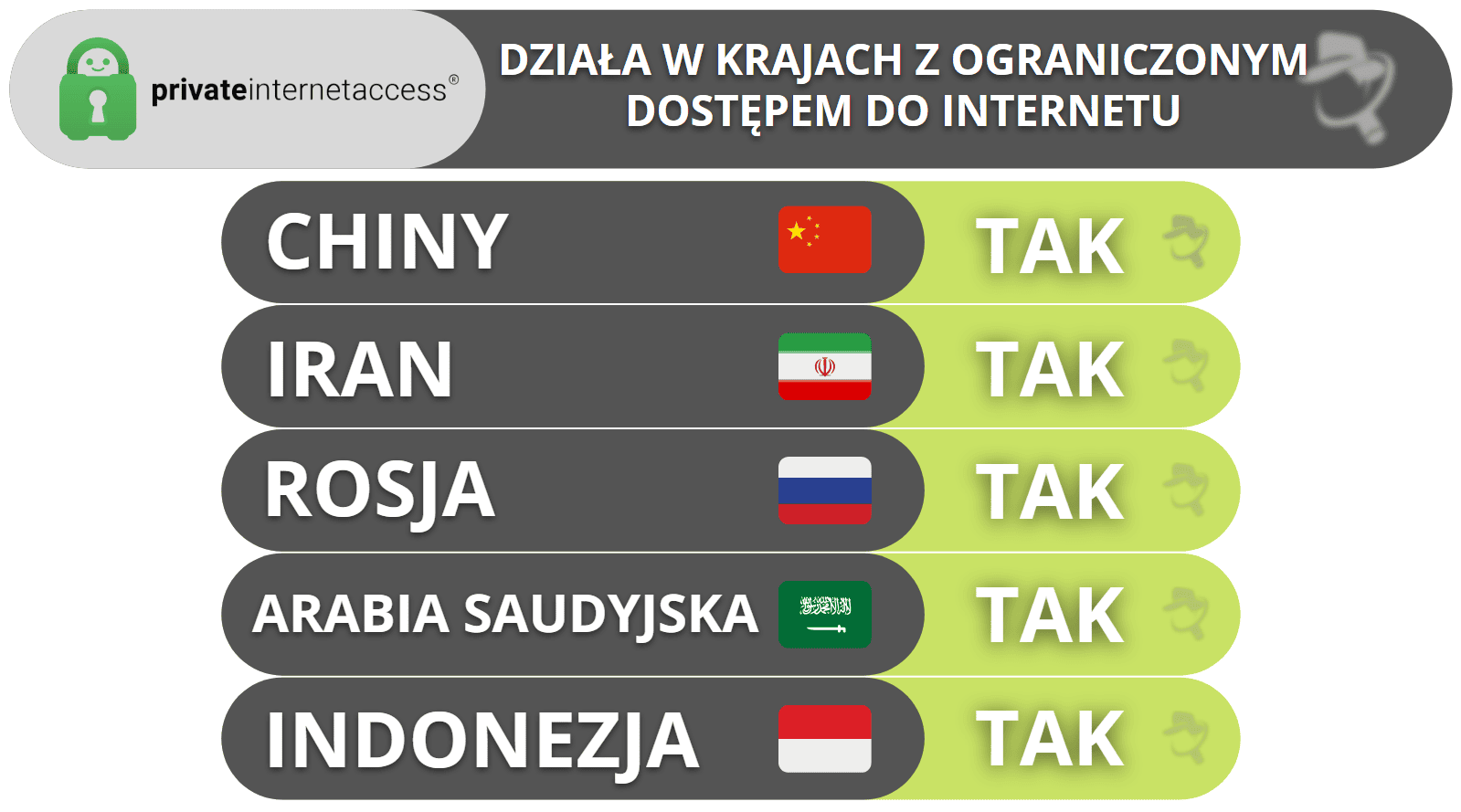 Omijanie cenzury przez Private Internet Access