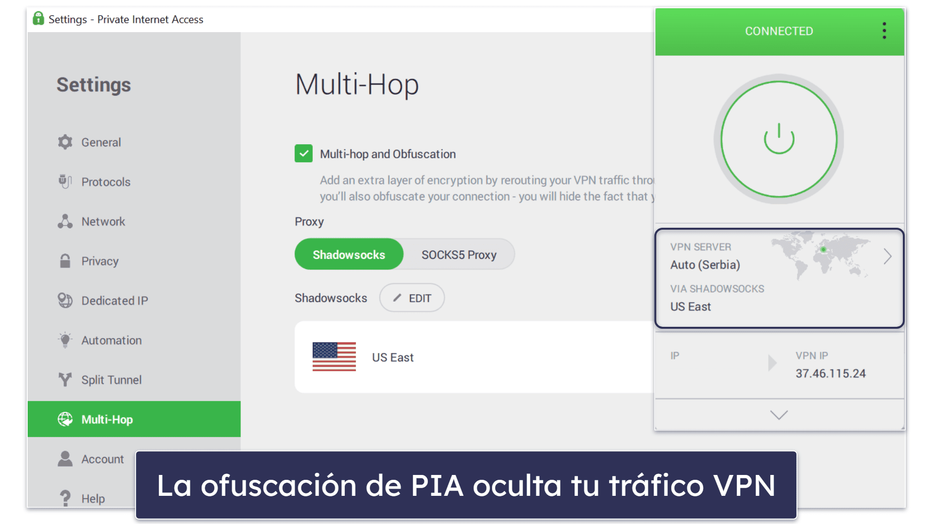 Características de Private Internet Access