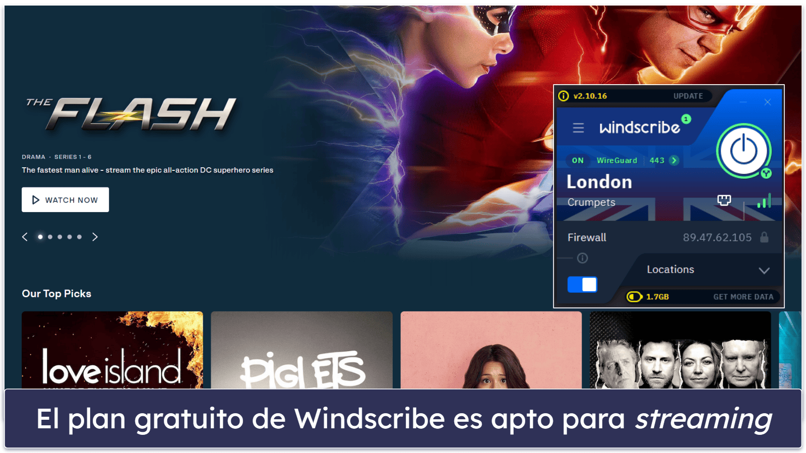 5. Windscribe: excelente VPN gratis para streaming y descarga de torrents en Europa