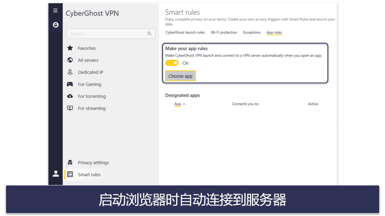 🥉 3.CyberGhost VPN ：出色的自动化功能