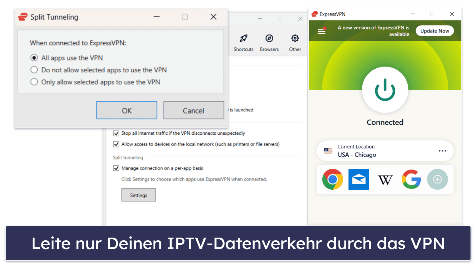 🥇1. ExpressVPN – bestes VPN insgesamt für IPTV-Streaming