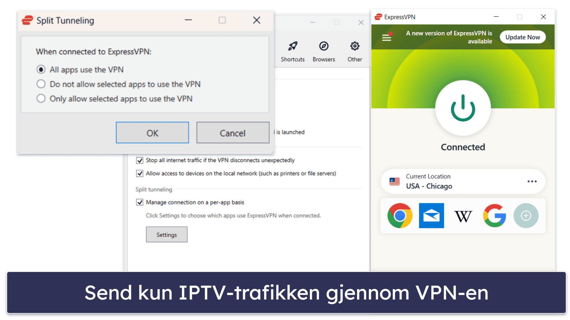 🥇1. ExpressVPN — den beste VPN-en totalt sett for strømming av IPTV