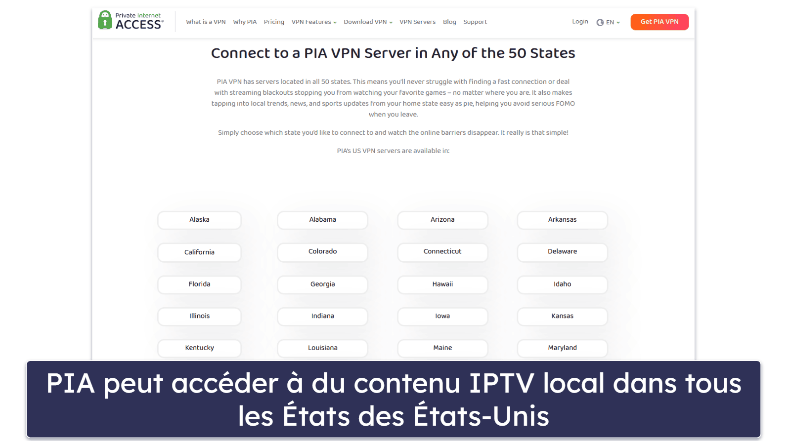 🥈2. Private Internet Access : excellent pour regarder du contenu su IPTV aux États-Unis