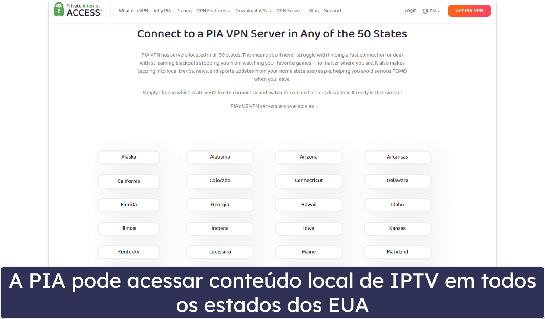 🥈2. Private Internet Access: ótima para assistir IPTV nos EUA