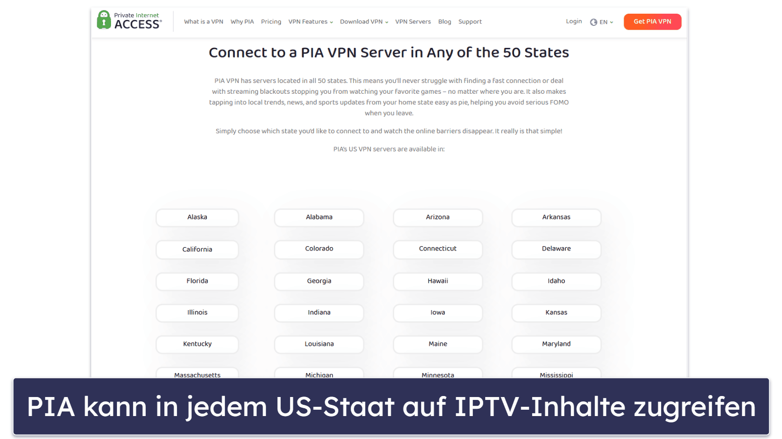 🥈2. Private Internet Access – hervorragend, um IPTV in den USA zu schauen