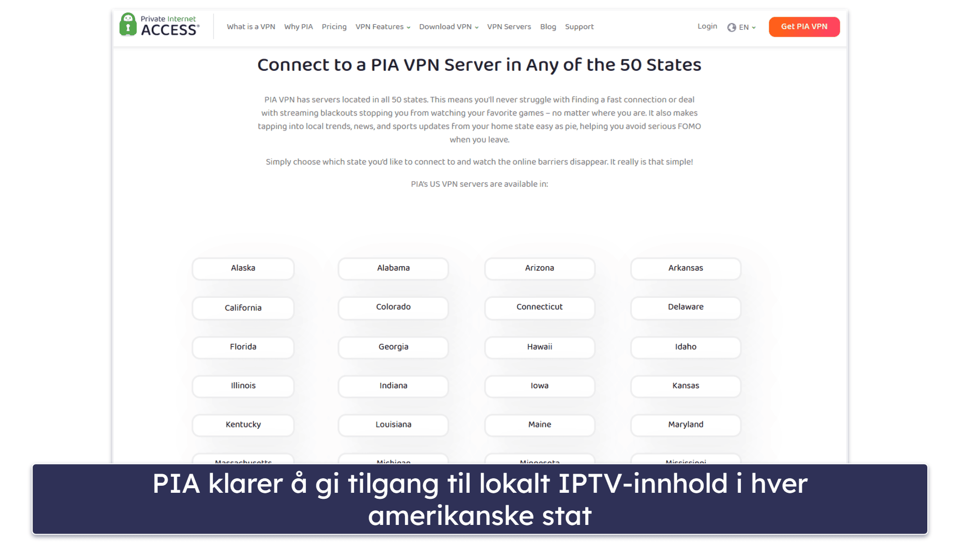 🥈2. Private Internet Access — utmerket for å se på IPTV i USA