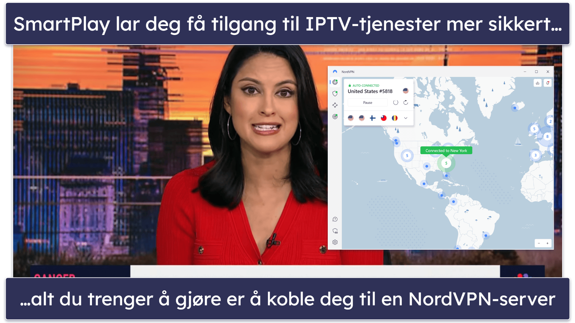 4. NordVPN — sikker VPN for strømming av IPTV