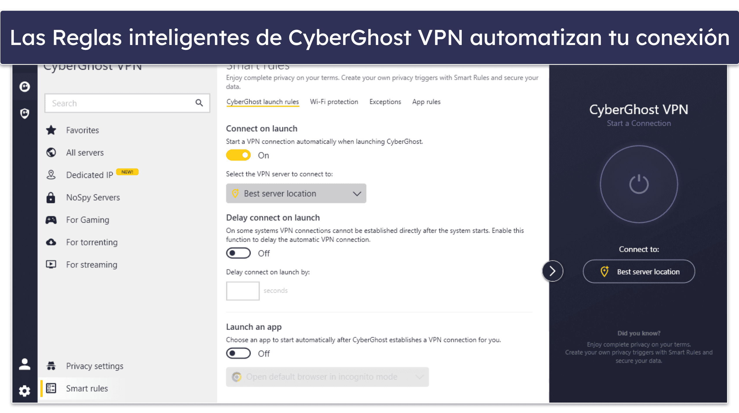 🥉3. CyberGhost VPN: ideal para ver streams en Starlink (servidores optimizados para streaming)