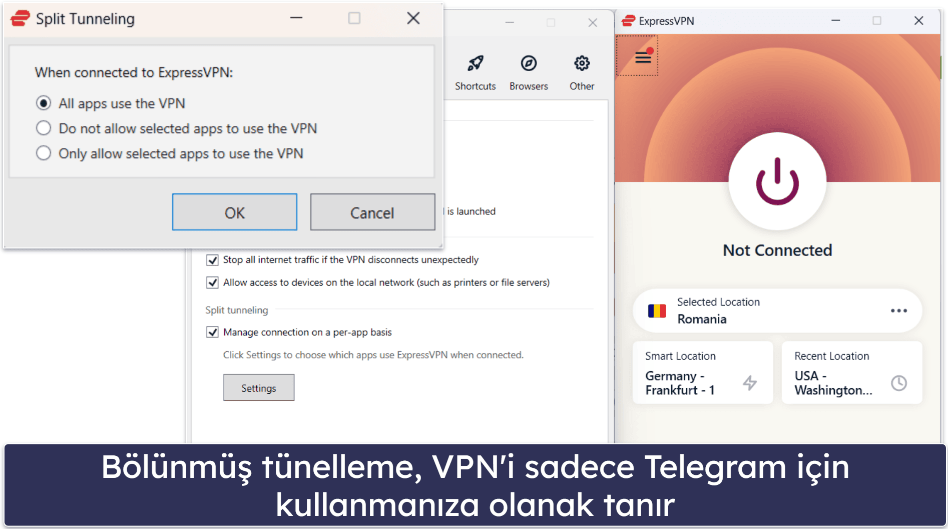 🥇1. ExpressVPN — Telegram için Genel Olarak En İyi VPN