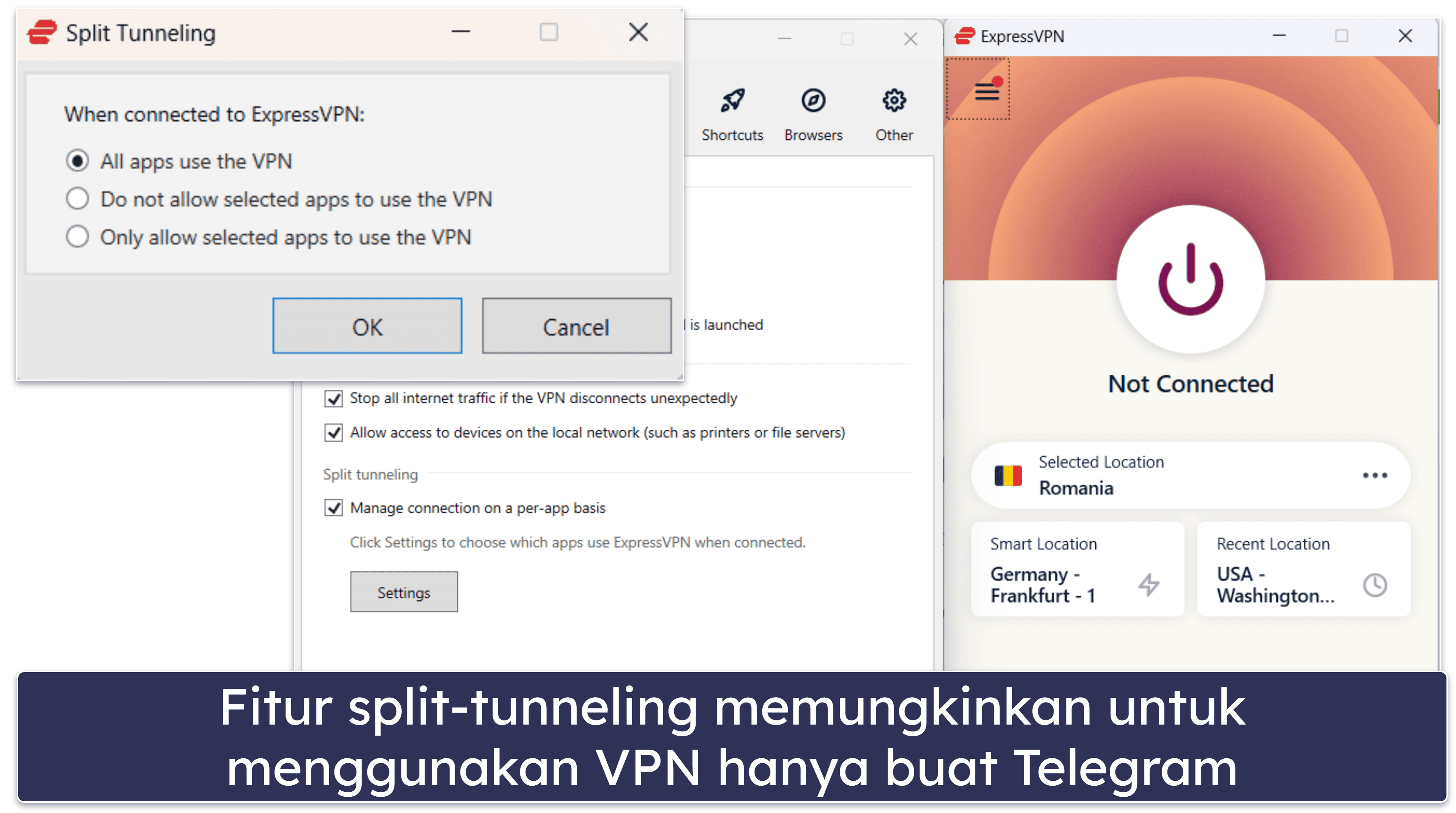 🥇1. ExpressVPN – VPN Terbaik Secara Keseluruhan untuk Telegram