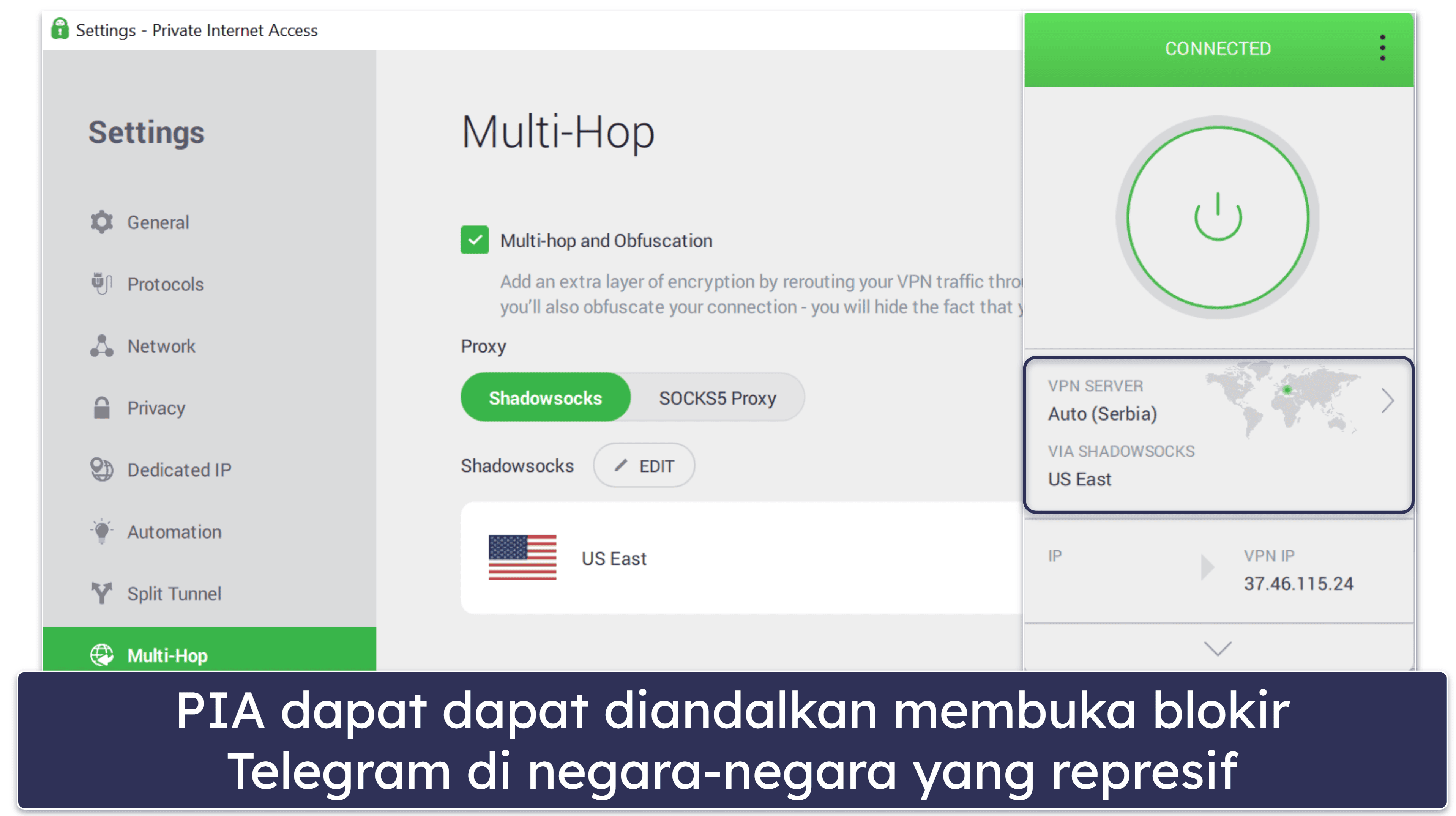 🥈2. Private Internet Access – Bagus untuk Membuka Blokir Sensor serta Sangat Mudah Disesuaikan