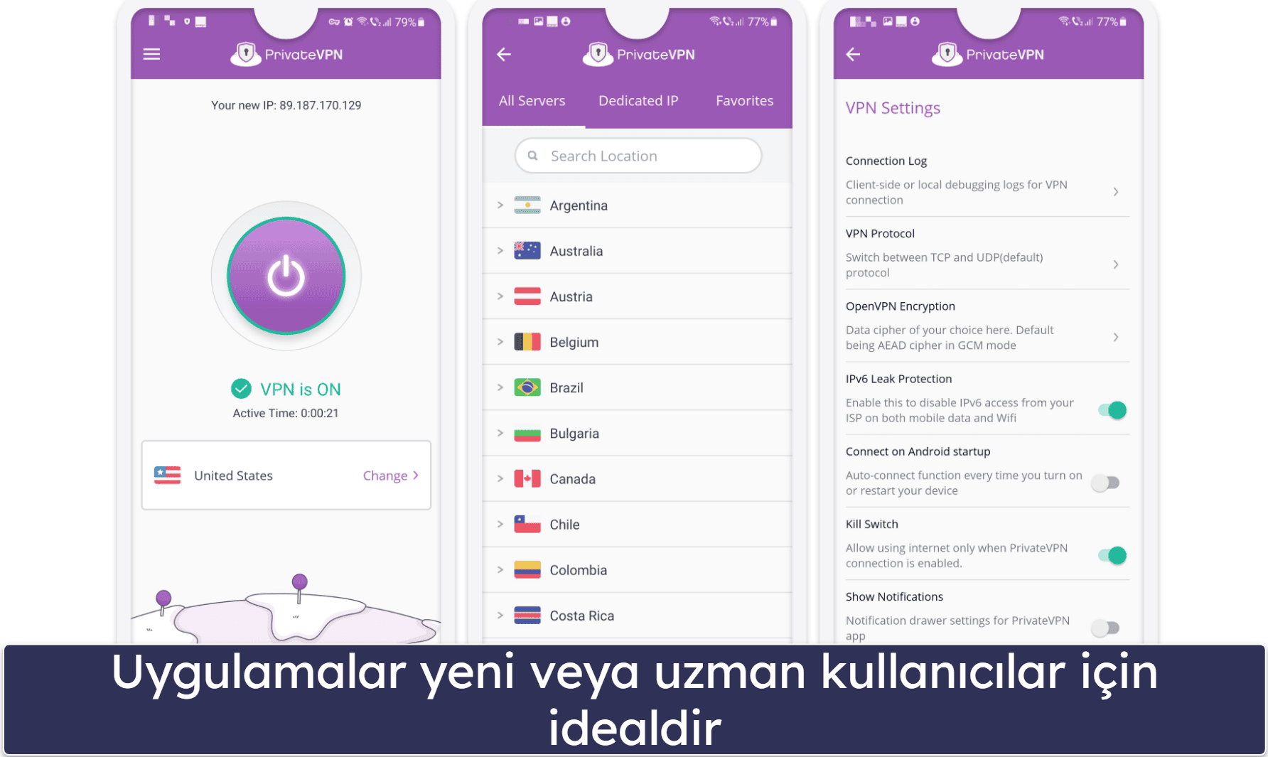 7. PrivateVPN — Harika Bir Karartma Özelliğine Sahip Minimalistik Bir VPN