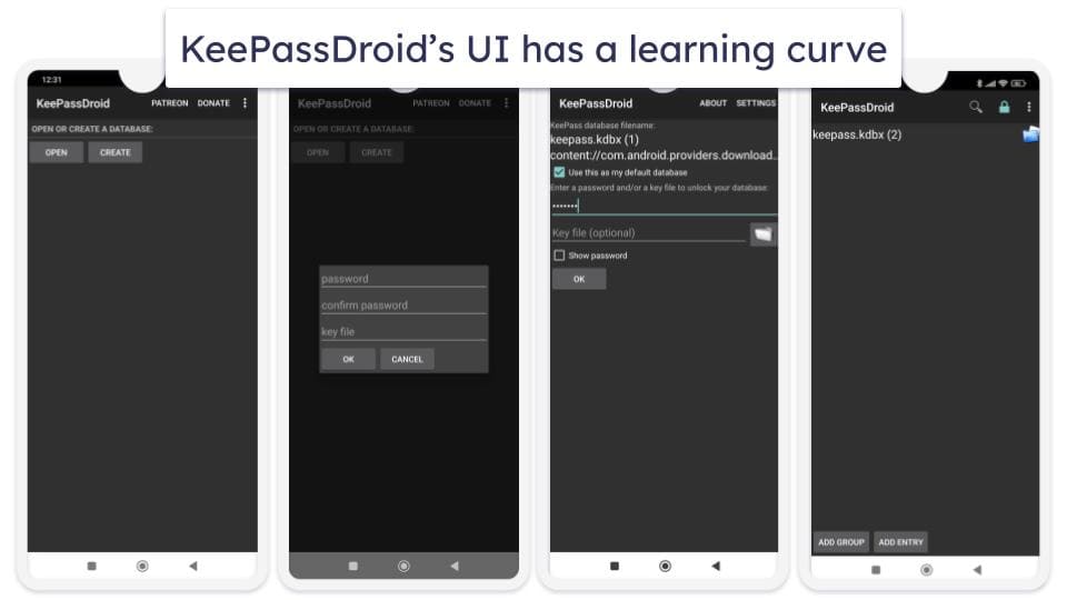 KeePassDroid Ease of Use &amp; Setup — Clunky UI but Not Too Complex