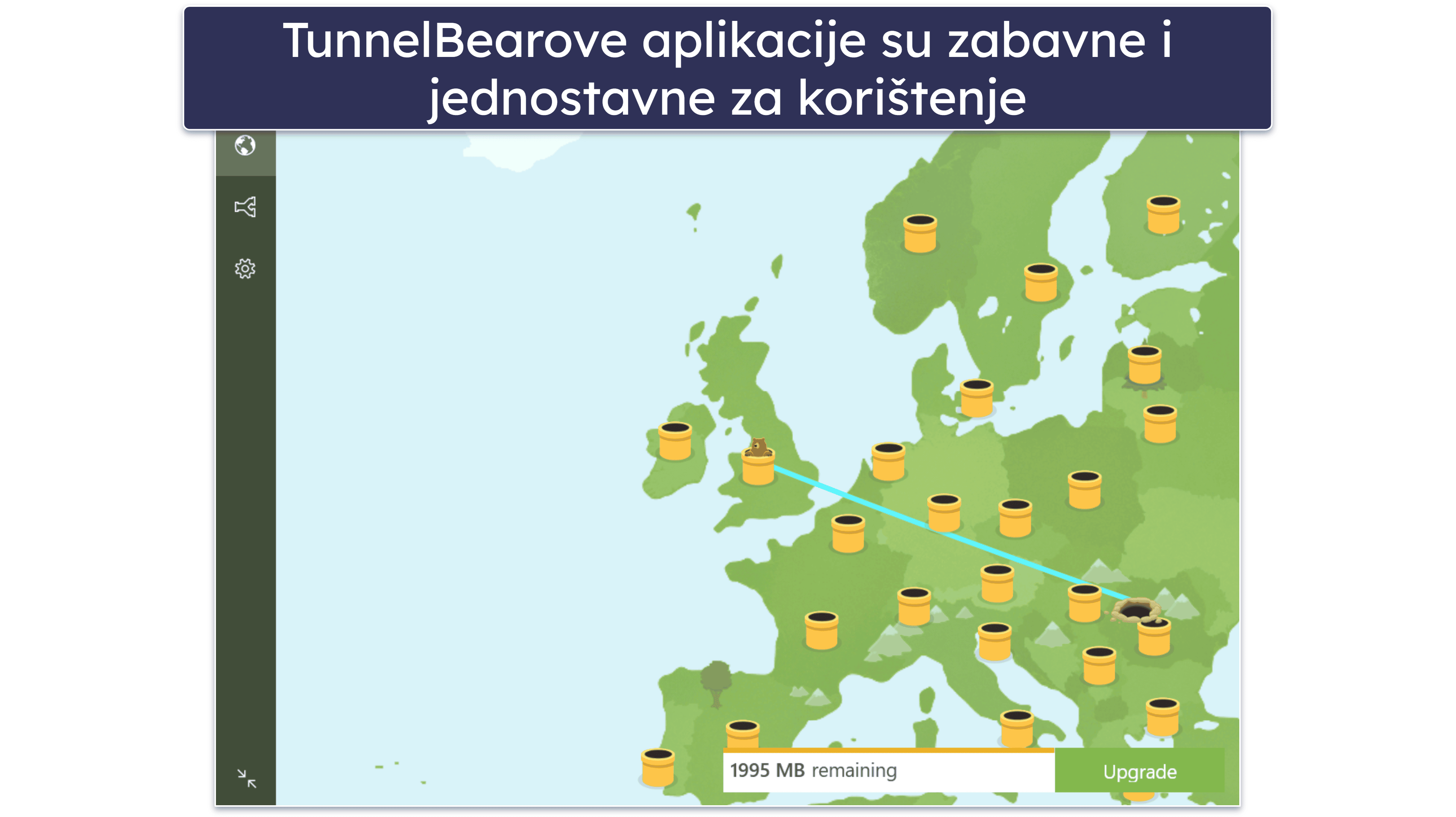 Bonus. TunnelBear – zbilja dobar besplatan VPN s pristupom svim poslužiteljima i značajkama