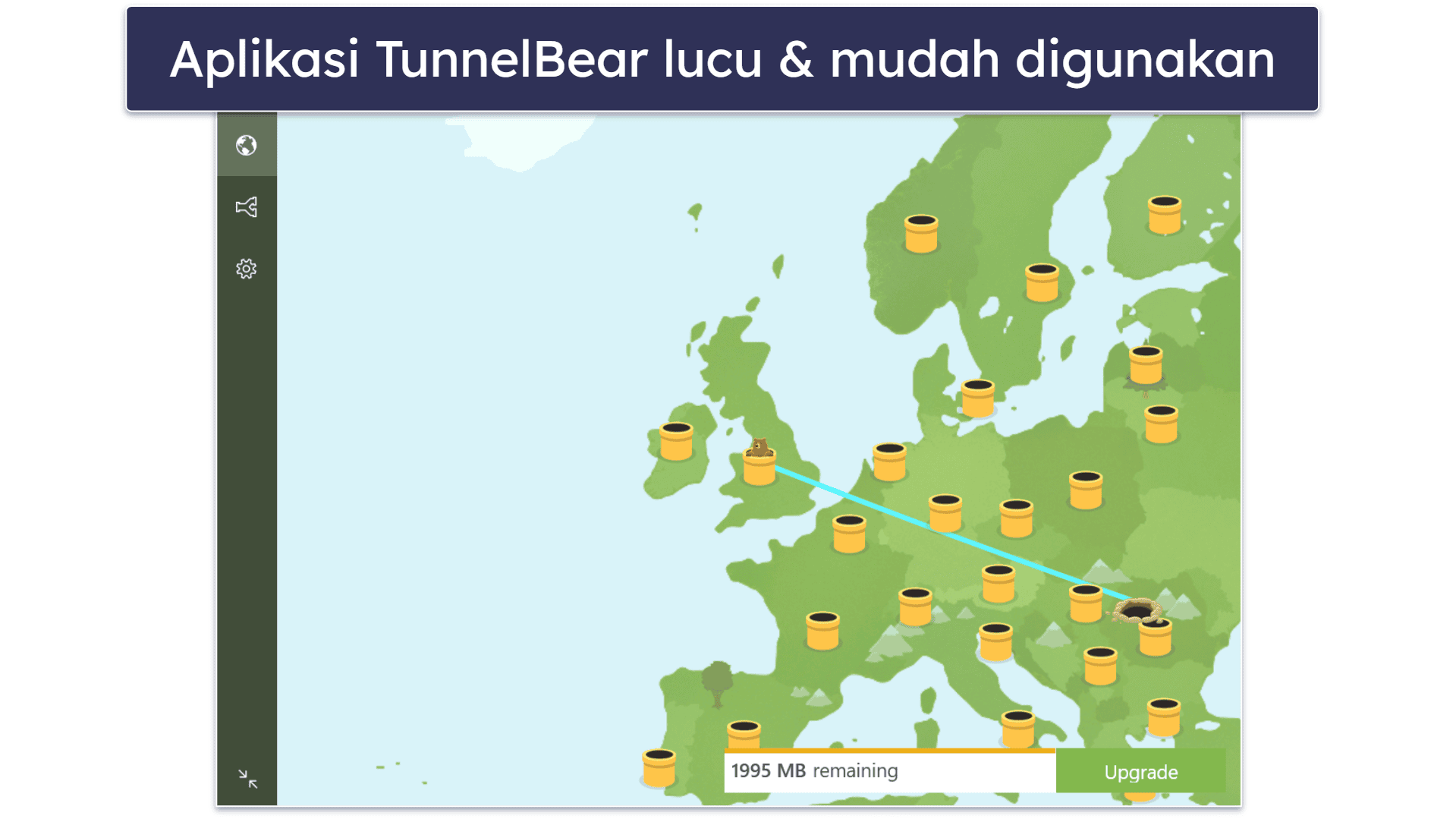 Bonus. TunnelBear – VPN Gratis yang Sangat Bagus Dengan Akses ke Semua Server &amp; Fitur