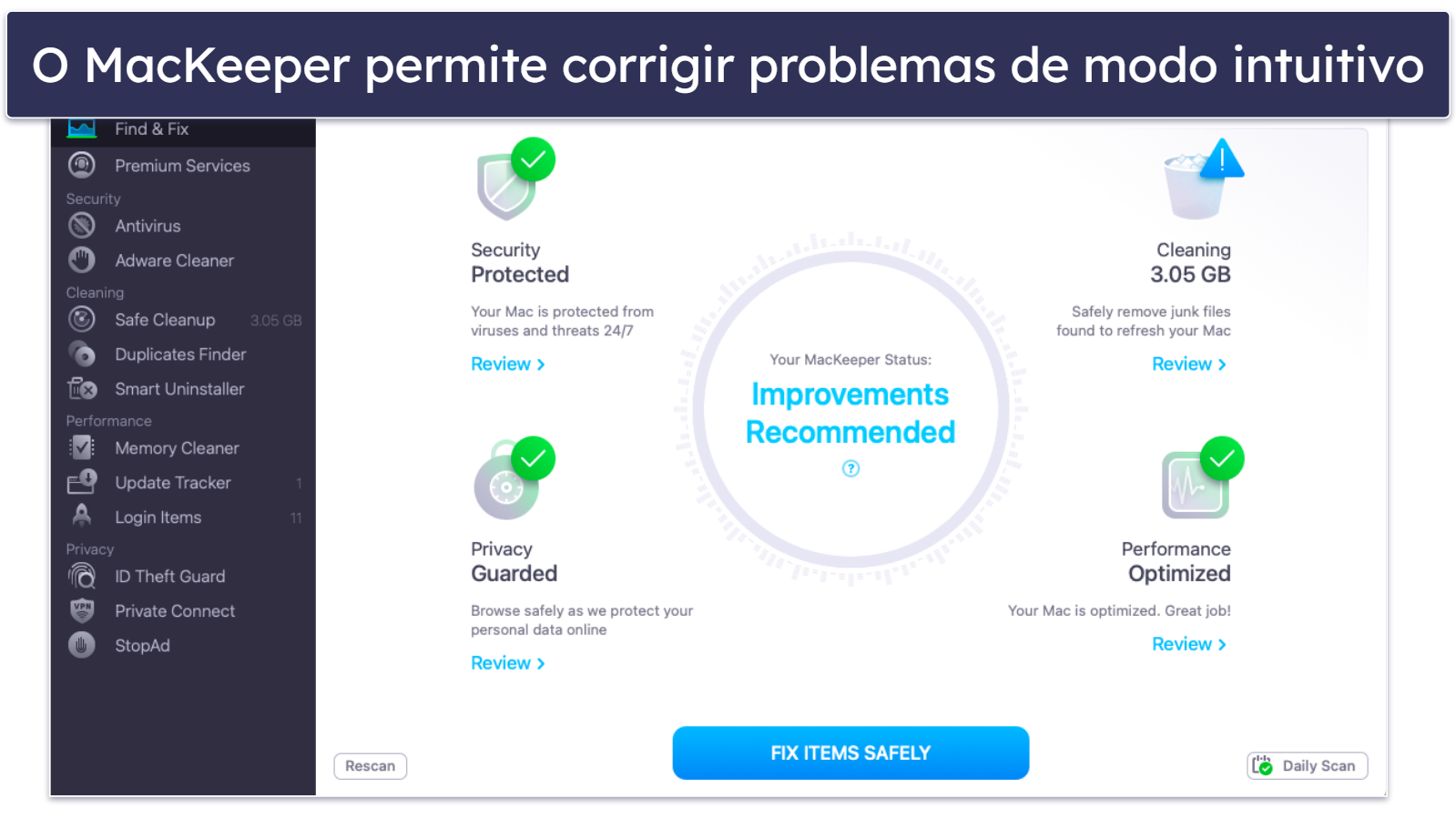 6. MacKeeper — Melhor opção para gerenciamento intuitivo de segurança