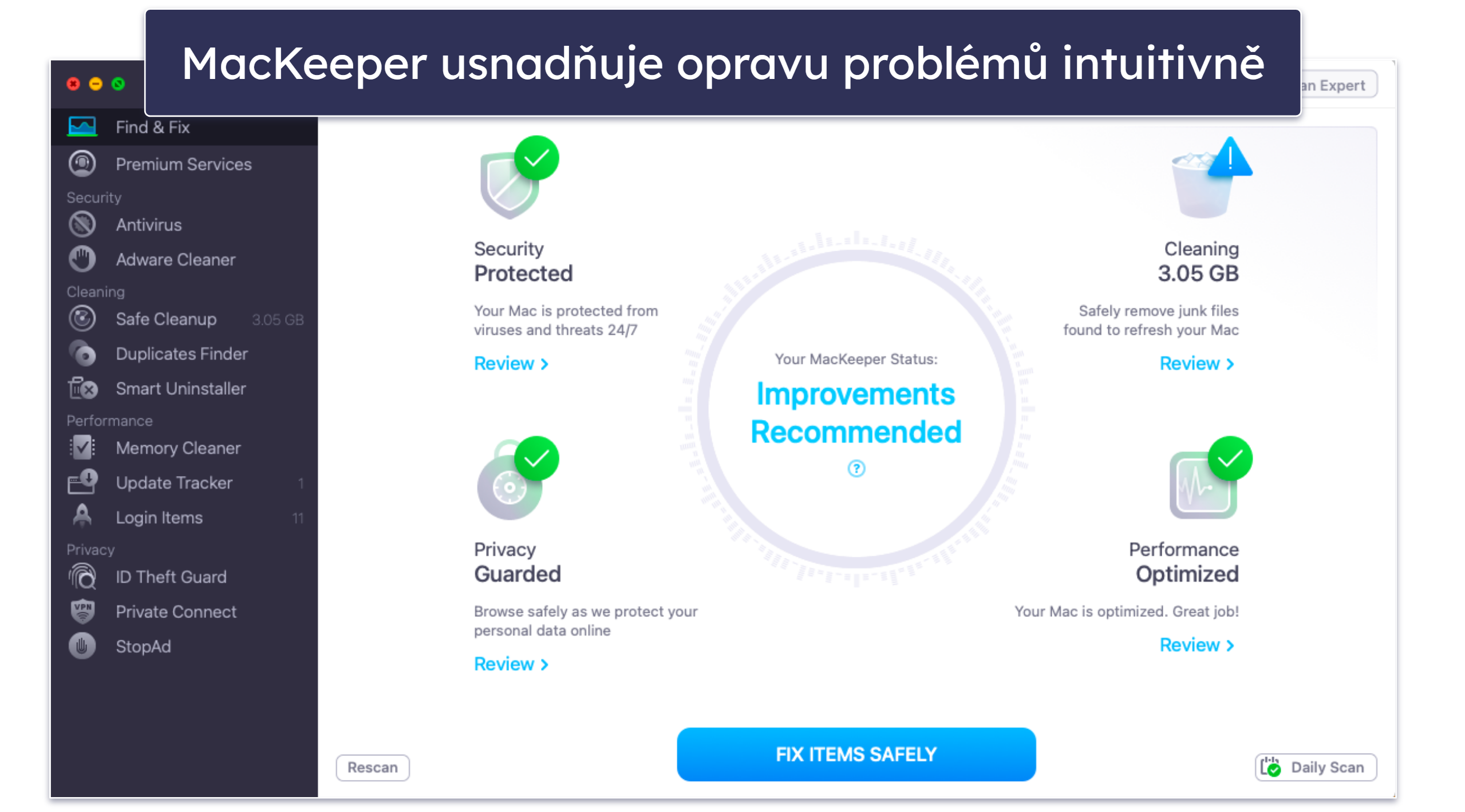 6. MacKeeper — Nejlepší intuitivní správa zabezpečení