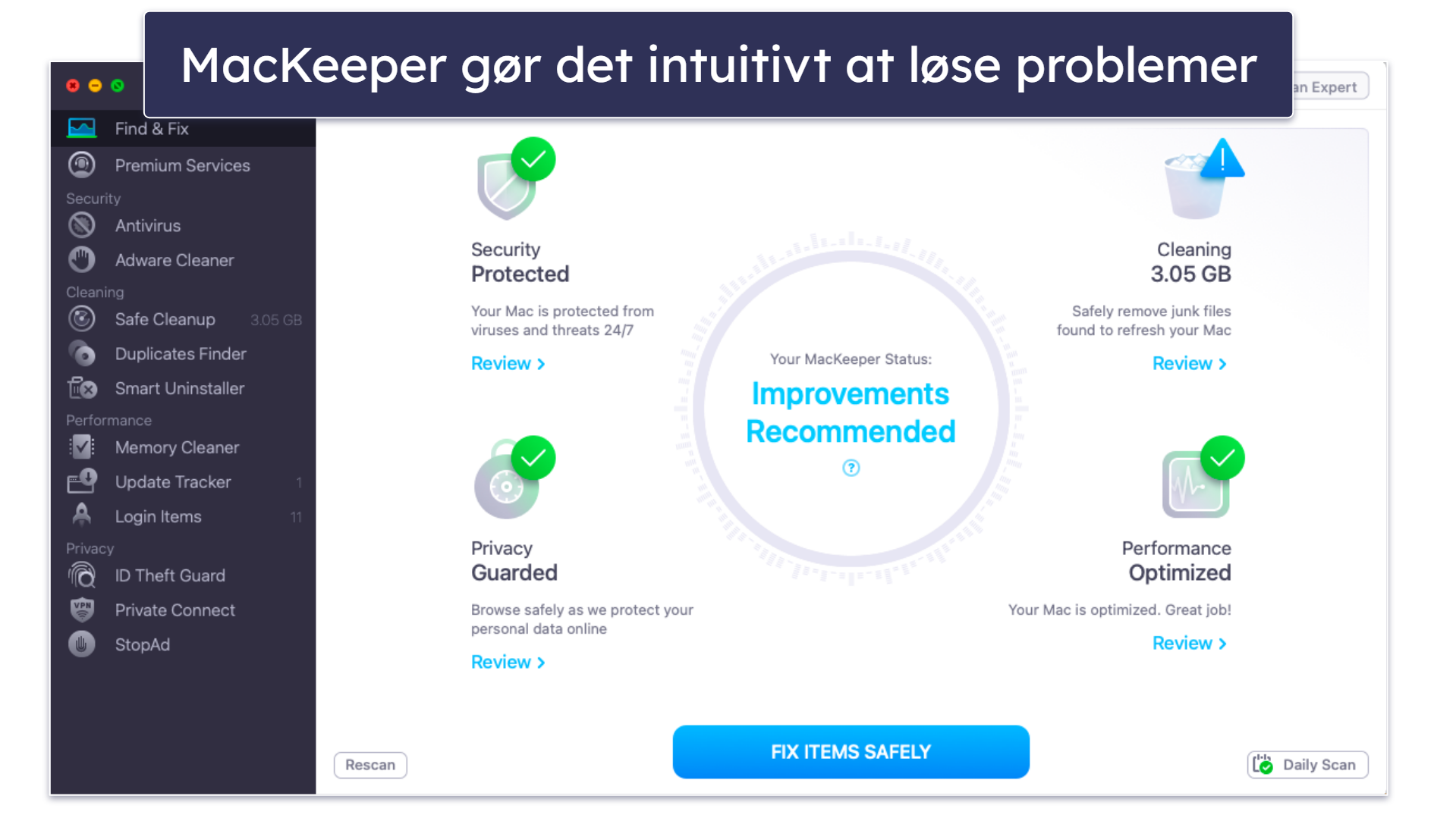 6. MacKeeper – Bedst til intuitiv sikkerhedsstyring