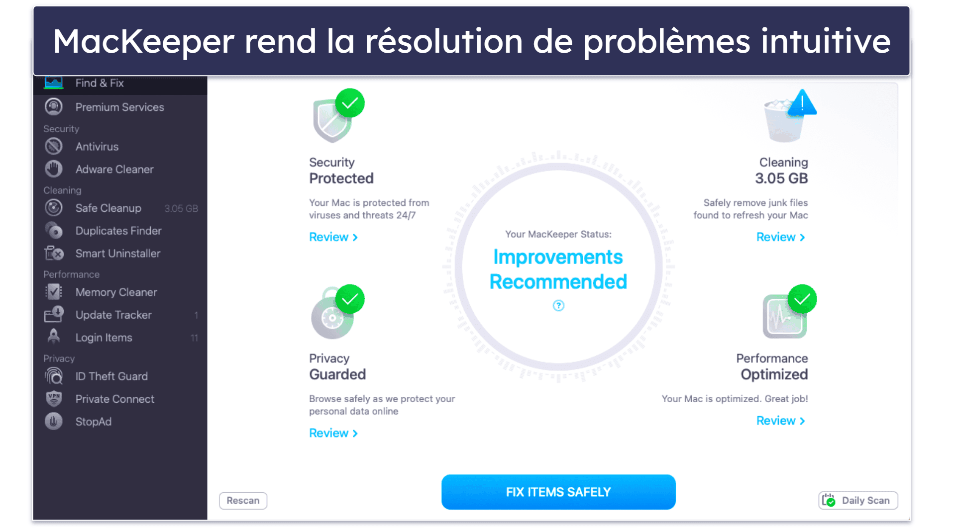 6. MacKeeper — Le meilleur pour une gestion intuitive de la sécurité