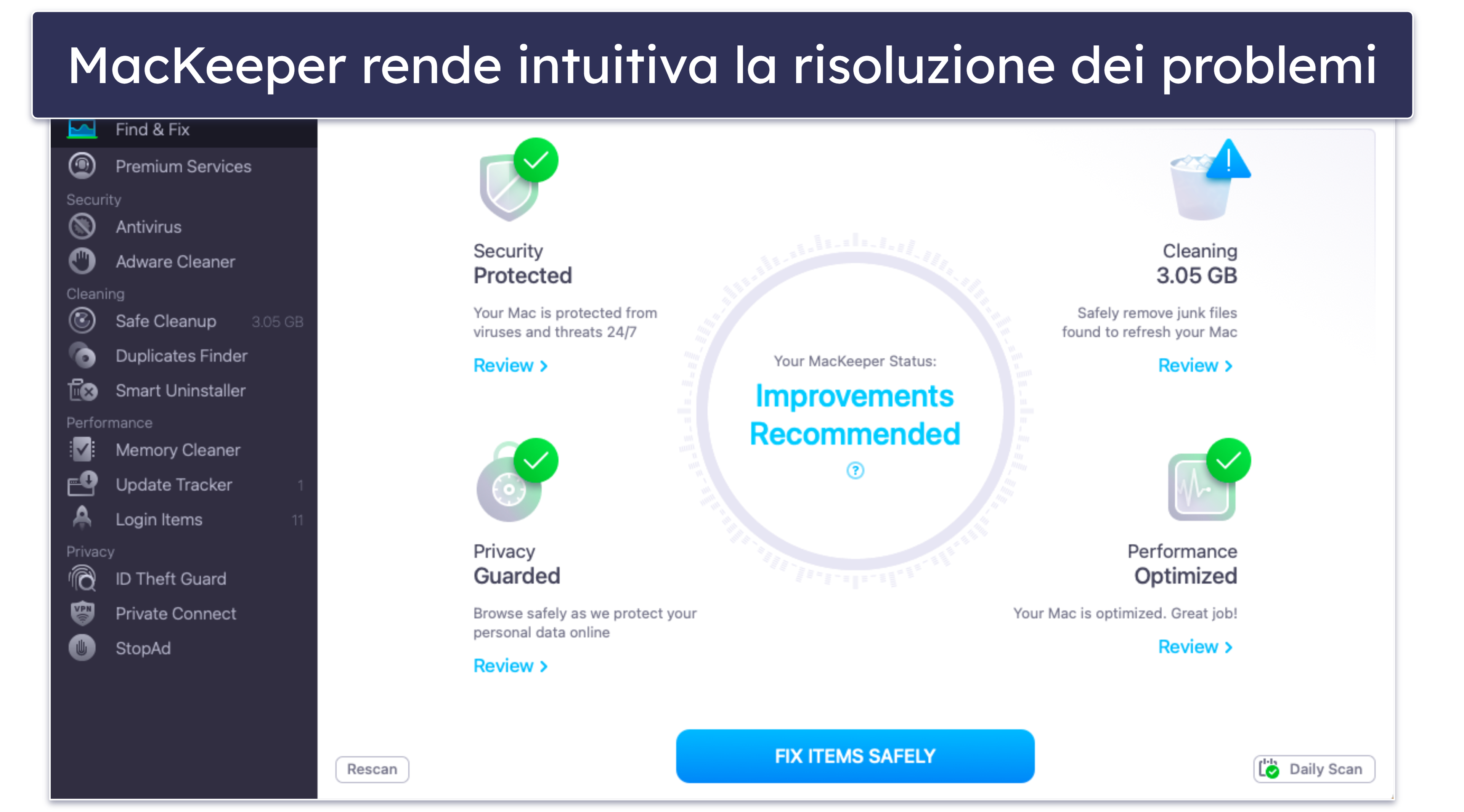 6. MacKeeper — Il migliore per la gestione intuitiva della sicurezza