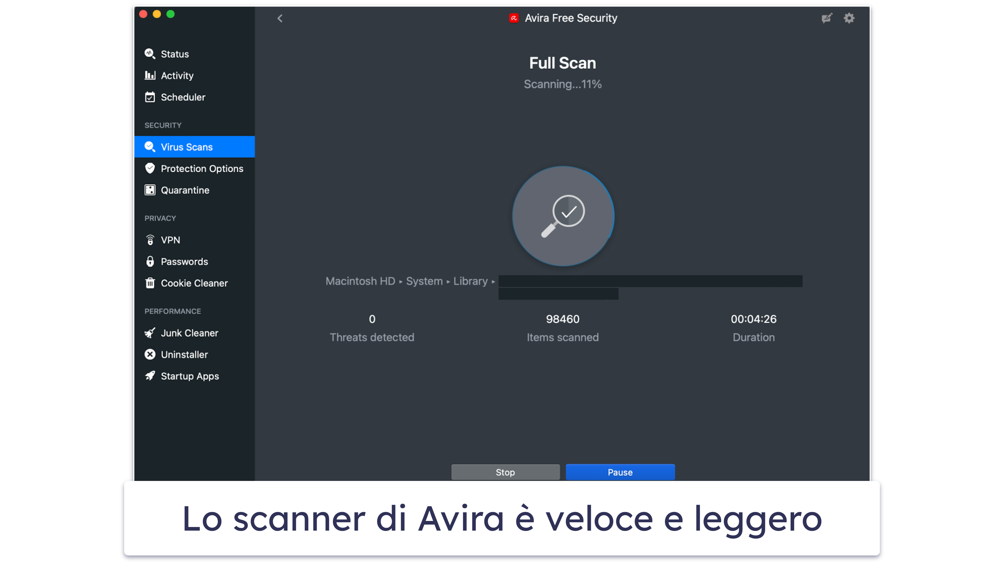 7. Avira Free Antivirus per Mac — Il miglior antivirus gratuito per Mac