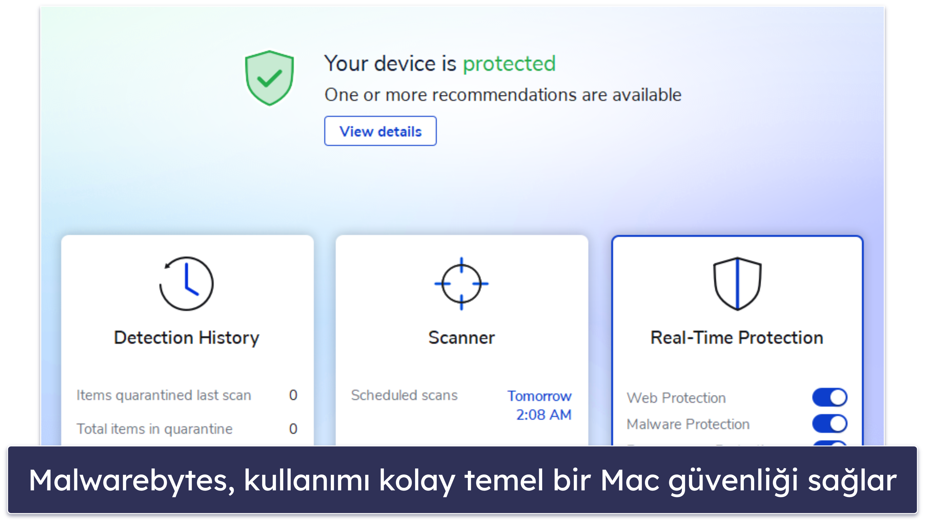 10. Malwarebytes — Mac Kullanıcıları İçin Minimalist Bir Antivirüs